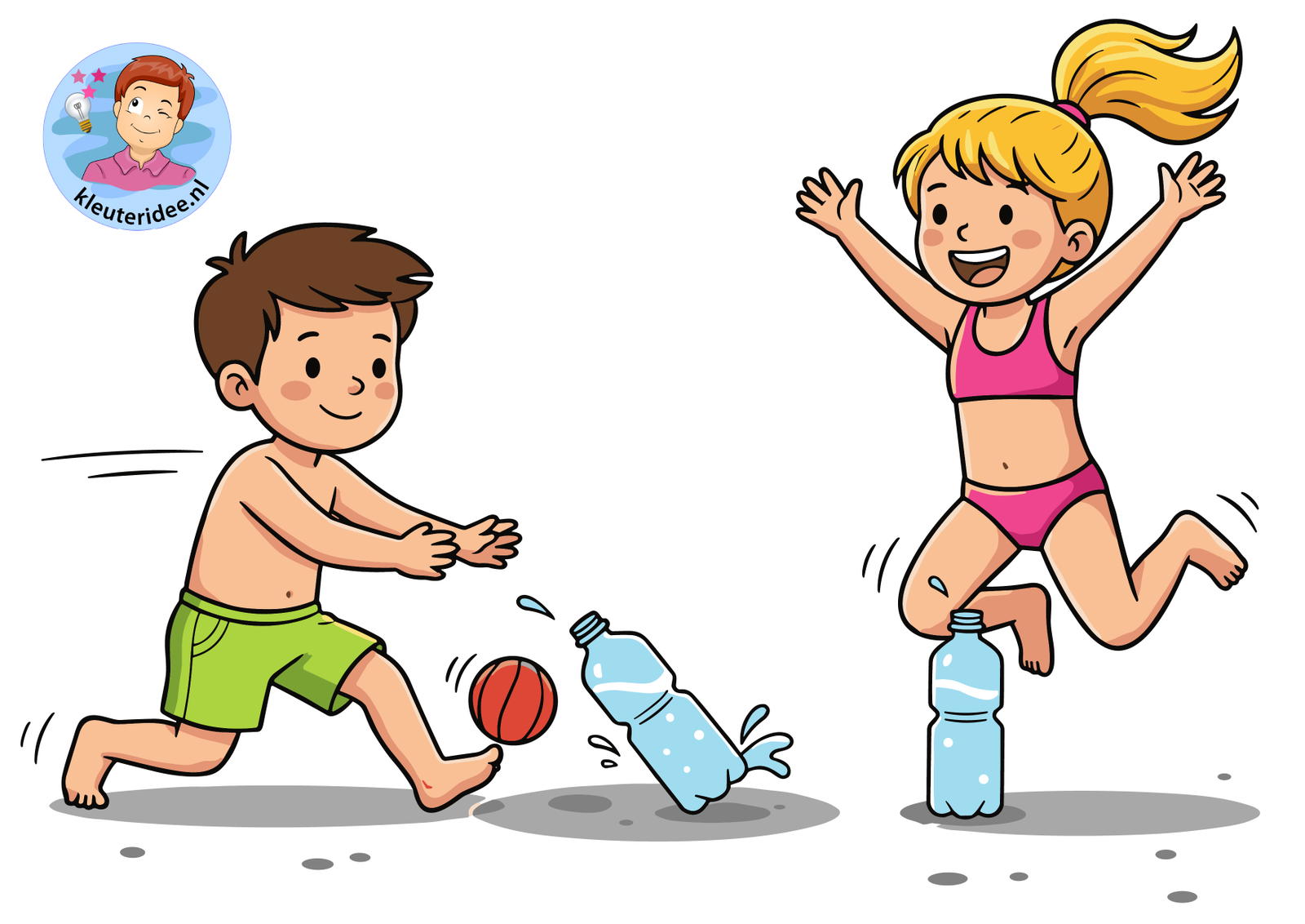 waterspelen 2 flessenbal kleuteridee